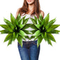 JUSTOYOU 28" Artificial Agave Plants Outdoor Large Fake Agave Plants Faux Succulents for Outdoor Indoor Home Front Porch Decor (2, Green)