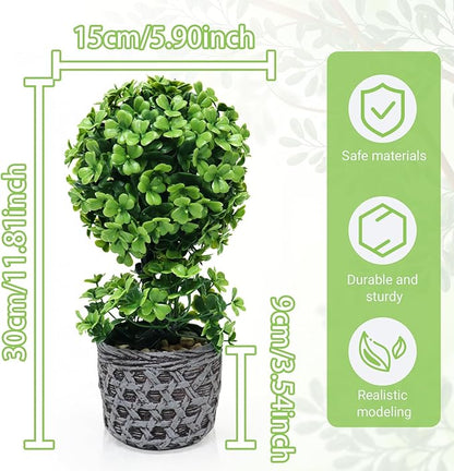 Artificial Plants Potted Indoor, Small Fake Plant Bonsai Tree for Office Desk, 11.81'' Faux Plants Decor for Shelf Bathroom Farmhouse Living Room Coffee Decor