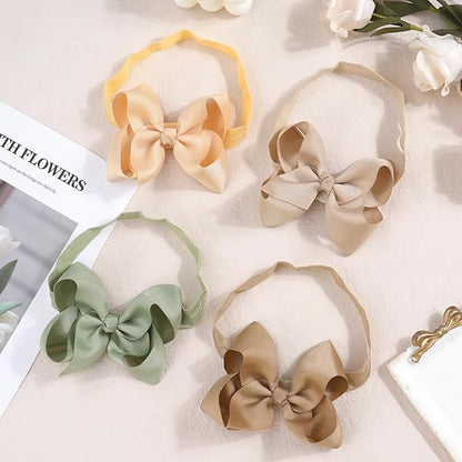 CÉLLOT Baby Girls Headbands Grosgrain Ribbon 4.5" Hair Bows Headband Big Bow Hair Bands for Toddler Pack of 20