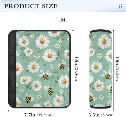 2 Pack Seatbelt Covers Seat Belt Cover Pad for Adults Boys Girls Car Seat Strap Covers Pads Cushion Universal Shoulder Strap Pad Protector for Backpack Camera Bag 10x7.7Inch Mint Green Daisy Flowers a