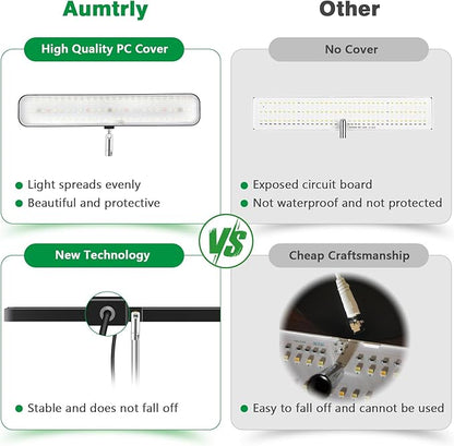 Aumtrly Grow Light, Full Spectrum Desktop Plant Lights for Indoor Growing Seedling 2 Pack, Large Area Lighting LED Grow Lamp with Base, Height Adjustable 26 Inch Black with 6/12/16H Timer