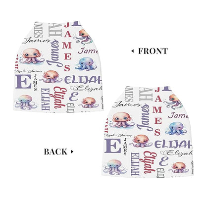 Personalized Baby Car Seat Cover with Name Stroller Canopy Custom Octopus Carseat Cover Newborn Baby Boy Girl Nursing Cover for Moms First Birthday Gift