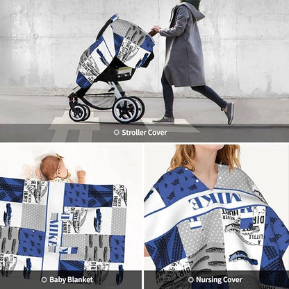 Personalized Baby Car Seat Canopy for Babies, Custom Name Car Seat Covers for Boys, Opening Minky Nursing Breastfeeding Cover for Infant, Carseat Canopies for Newborn (Racing Car)