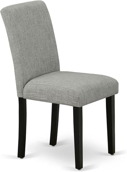 East West Furniture V696AB106-6 6 Piece Modern Dining Table Set Contains a Rectangle Wooden Table with V-Legs and 4 Shitake Linen Fabric Parson Chairs with a Bench, 36x60 Inch, Multi-Color