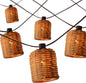 Natural Rattan String Lights, 10 Rustic Raffia Cage, 13 Ft Plug in & Connectable Wicker Lights,Natural Color Rattan