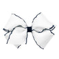 Wee Ones Girls' Classic Grosgrain Moonstitch Edge Hair Bow, No-Slip Hair Clip, Handmade, White Milenium Blue, Small
