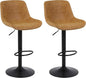 Bar Stools, Swivel Counter Height Barstools with Back, Adjustable Modern Bar Chairs, Tall Armless PU Leather Kitchen Island Stool (Yellow, Set of 2)