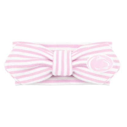 Creative Knitwear Penn State Nittany Lions Infant Girls Pink/White Striped Hair Knot Headband Embroidered Logo - Size Newborn - 4T