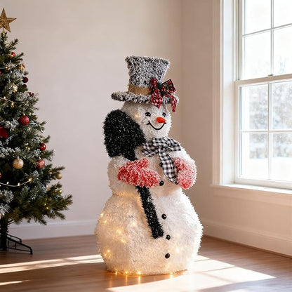 VINGLI 3FT Lighted Snowman Christmas Decorations Outdoor Indoor, Prelit LED Outdoor Christmas Yard Snowman Decor for Lawn Garden Patio Pathway Front Porch Home Holiday Winter Xmas Party Display