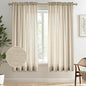 Melodieux Tan Semi Sheer Curtains 72 Inches Long for Bedroom, Living Room Farmhouse Linen Look Shiny Sheer Drapes, Rod Pocket Light Filtering Sheer Curtains, 52" W x 72" L, 2 Panels