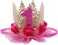 June Bloomy Baby Golden Lace Rose Flower Crown 1st Birthday Headband Princess Tiara