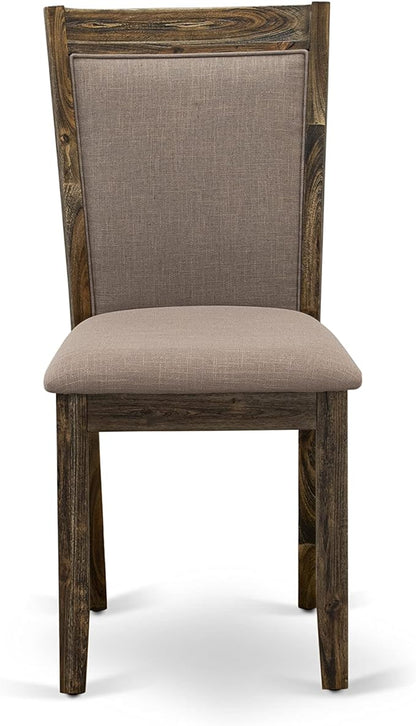 East West Furniture X727MZ748-9 9 Piece Dining Table Set Includes a Rectangle Dining Room Table with X-Legs and 8 Coffee Linen Fabric Upholstered Chairs, 40x72 Inch, Multi-Color