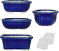 Bonsai Planter Succulent Mini Glazed Pots Value Set of 4, with 4 Soft Mesh Drainage Screens