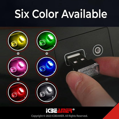 ICBEAMER Mini USB LED Light 1-Pack (Red) | Direct Plug-in Miniature/Nano Car Interior Ambient Accent Lighting Kit, Universal Fit for Auto Interior and Trunk