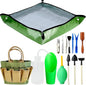 G GOOD GAIN Garden Succulent Kit with Organizer Bag, 15 Pieces Succulent Tools, Indoor Mini Hand Gardening Tools Set with Carrier for Bonsai Planter Miniature Fairy Planting Care(Green)