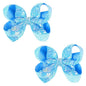 6 Inch Sky Blue Sparkly Glitter Sequin Hair Bows for Girls Toddlers Kids Children Teenage (2PCS)