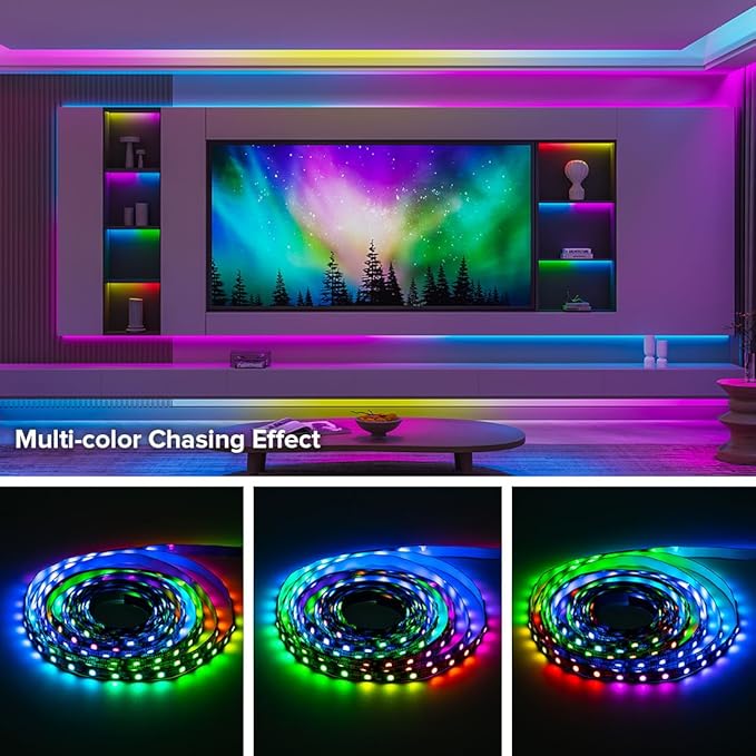 BTF-LIGHTING WS2811 IC=RGB+IC Addressable Color RGB LED Strip,16.4FT 30LED/m 10Pixels/m,IP65 Black PCB,UL Listed,Flexible DC12V Chasing Effect for Indoor Home Decor,3M Tape(No Adapter or Controller)