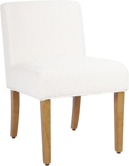 HomePop Home Decor | Upholstered Dining Chairs with Low Back |Decorative Home Furniture, Cream Boucle (Single Pack)