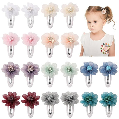 YHXX YLEN Chiffon Flower Hair Clips Snap Hair Clips Non Slip Wrapped Handmade FloralBaby Hair Clips Hair Accessories For Girls Newborn Infant Kids Toddle 20PCS