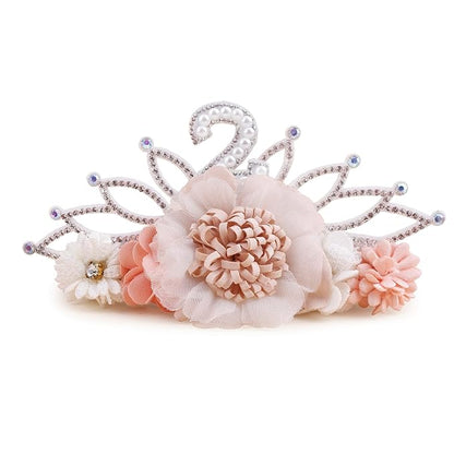 cherrboll Flower Headband Birthday Crown for Girl, Floral Nylon Hairband for 1-3 Years Old Toddler, 2nd Birthday Party Dress Photo Decoration Hair Accessory