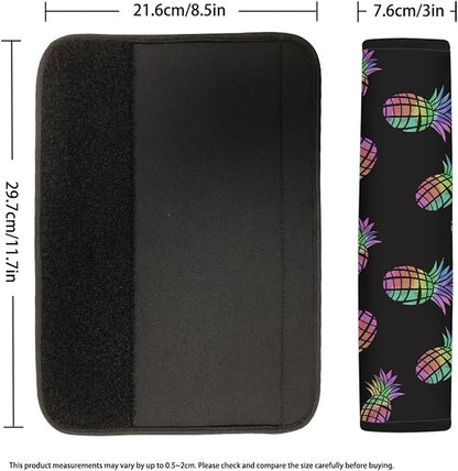 AFPANQZ 2 Pack Car Seat Belt Covers for Adults Fashion Hawaiian Pineapple Pattern Safety Seatbelt Pad Cushion Adjustable Universal for Most Car Laptop Backpack Luggage Bag Straps Pads Black