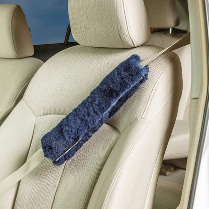 Engel Worldwide Twin Pack! Soft, Comfortable Universal Fitting Genuine Merino Sheepskin Seat Belt Shoulder Cover Pads for Adults, Children, Youth. Multiple Colors Available (Blue)