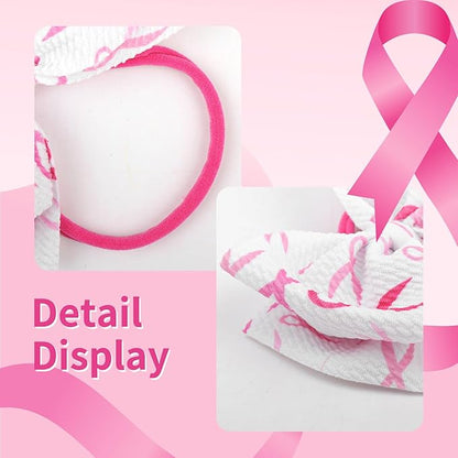 YanJie 3PCS 4.5’’ Breast Cancer Awareness Bows for Baby Girls Pink Headbands Checkered Headband Cancer Awareness Items Hair Accessories for Newborns