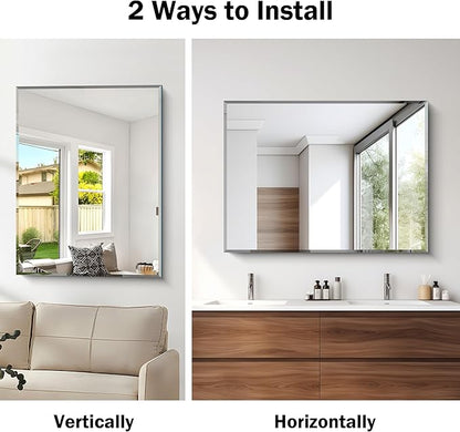 Beveled Bathroom Mirror, 30x40 Large Frameless Mirrors for Over Sink, Upgraded Shatterproof Beveled Frameless Vanity Mirror for Bathroom,Bedroom,Living Room and Entryway