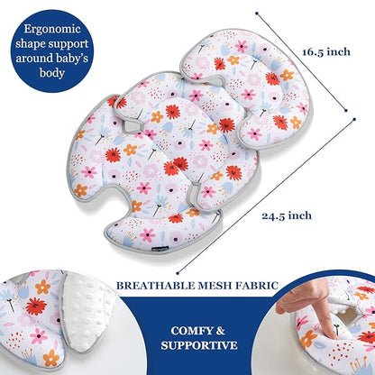 Innokids Head and Body Support Pillow Infant Car Seat Insert for Newborn to Toddler Stroller Cushion (Floral)