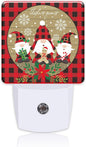 Christmas Gnome Red Black Plaid Night Light for Kids, LED Night Light Plug into Wall with Dusk to Dawn Sensor for Girls Boys Women Men Room Decor, Hallway, Kitchen, Bathroom, Nursery, Stairs
