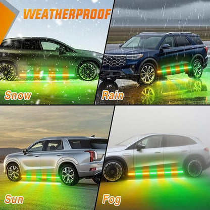 Nilight 2PCS 70 Inch Emergency Strobe Light Strip with Controller 864 LED Amber Green Running Board Lights Flexible Side Flashing Warning Caution Safety Waterproof for Truck Construction Pickup