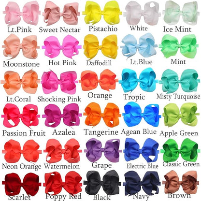 CellElection 30 Colors Baby Girls Headbands 6Inch Big Bows Elastic Hair Bands Headbands Hair Accessories for Newborns Infants Toddlers Kid