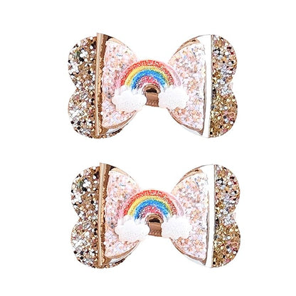 New Glitter Gold Bows Hair Clip For Girls, Baby Girl Toddler Clips, Hair Accessories.(FJ98) (4 Pcs Gold)