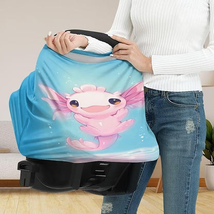 Youngerbaby Cute Axolotl Nursing Cover Breastfeeding Super Soft Multi Use for Baby Car Seat Covers Canopy Shopping Cart Cover Scarf Light Blanket Stroller Cover Baby Girl Necessities