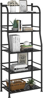 5 Tier Metal Shelf Storage Shelves Living Room Bookshelf Bathroom Corner Storage Rack for Kitchen,Indoor Plant Stand (Matte Black, 5 Tier)