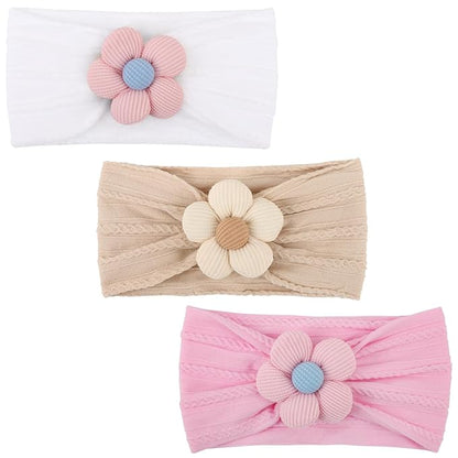 AQOKKA Baby Flower Headbands Nylon Baby Girl Headbands Soft Handmade Hairbands Toddler Hair Accessories for Girls Baby Newborn Infant Kids