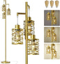 Oneach 70" Industrial Floor Lamp, Stepless Dimmable Standing Lamp with 3 Bulbs, Farmhouse Corner Standing Tree Lamp for Living Room, Tall Lamps for Bedroom, Office, Study Room, Dining Room, Gold