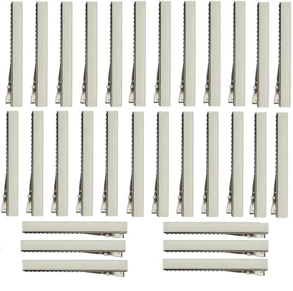 Alligator Hair Clips, Hair Clips, Thickened,30 Pcs, Silver, Flat, Metal for Clips for DIY Hairpins, Salon, Hair Bows (Silver, 3.15 x 0.51 inch)