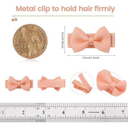 YHXX YLEN Baby Hair Bows for Girls Mini Fully Lined Hair Bows Grosgrain Ribbon 1.2" Tiny Baby Hair Clips for Baby Girls Infant Fine Hair 100PCS (50 Colors in Pairs)