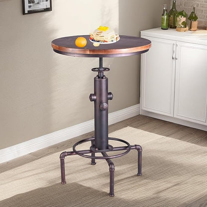 Topower Industrial Bar Table 31.5-41.3" Adjustable Pub Table Kitchen Dining Coffee Bistro Table (Bronze)