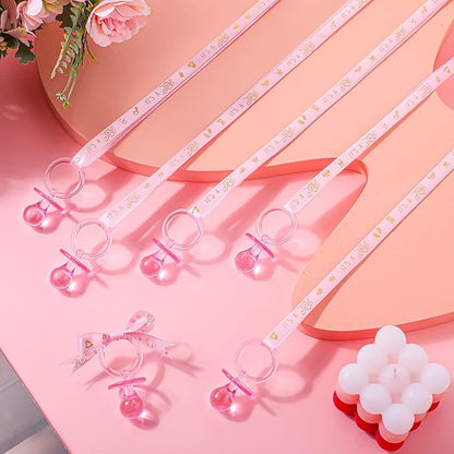 Geiserailie 36 Pcs Baby Shower Pacifiers Necklace Acrylic Pacifiers Necklace Charm Party Favors for Girls Boys Baby Shower Party Decorations Table Scatter(Pink)
