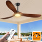 Haipeel 60 Inch Outdoor Ceiling Fans with Lights, Solid Wood Propeller 3 Blades Ceiling Fans with Lights and Remote Control Outdoor Fan for Patios Indoor, High CFM ETL Listed, Dark Walnut