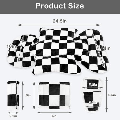 DILIMI Infant Car Seat Insert, Baby Car Seat Head Support with 3 Strap Paddings, Soft Newborn Car Seat Cushion for Stroller, Swing, Bouncers, Black Checkered
