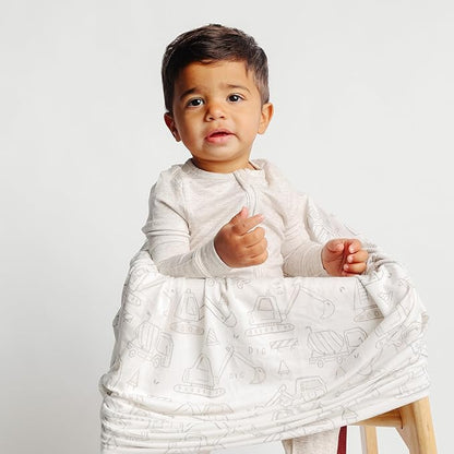 Baby Car Seat Cover Canopy and Nursing Cover Multi-Use Stretchy 5 in 1 Gift "Gage" by Copper Pearl