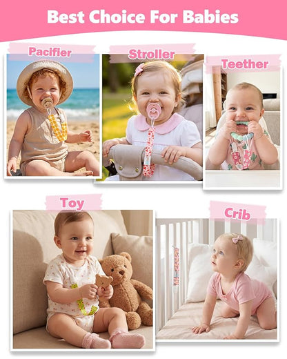 ALVABABY Pacifier Clips 8 Pack Binky Paci Clip Holder Leashes 8DP24A