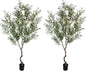 Artificial Tree Faux Olive Tree 8ft(92in,3200leaves) Tall Fake Olive Plant in Pot Fake Silk Tree Faux Plants Indoor 2pack
