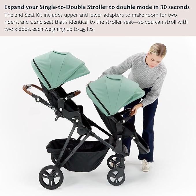 Mockingbird 2nd Seat Kit 3.0 - Compatible with Mockingbird Single-to-Double Strollers - Seat Expansion - Includes Expansion Adapters - Oat