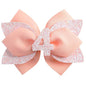 Glitter Birthday Hair Bow for Baby Girls 1 2 3 4 5 6 Years Peach Party Decoration Hair Accessories for Four 4th Birthday