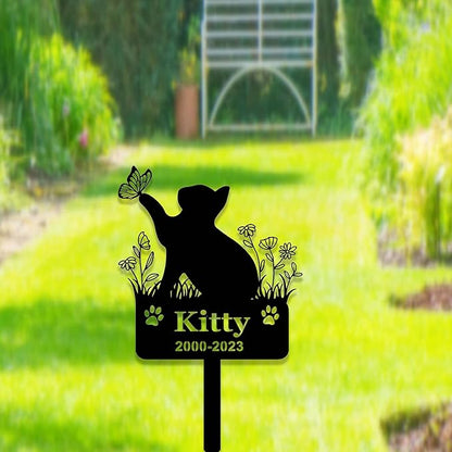 Custom Cat Memorial Stake Sign Metal Cat Grave Marker Cat Garden Decor Remembrance Stake Personalized Cat Name Yard Stake Pet in Heaven Loss of Cat Sympathy Gift