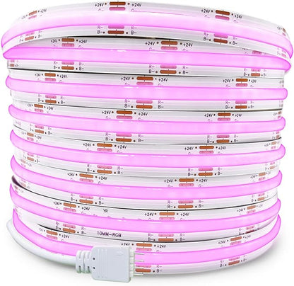 GIDEALED 24V COB RGB LED Strip Light 32.8ft,16 Million RGB Colors Changing,High Density 6720 LEDs Flexible COB LED Strip Light DC 24V for Bedroom Decoration (Without LED Controller&24V Power Supply)